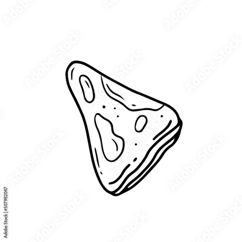 A folded pancake in a simple linear doodle style. Vector isolated food illustration.