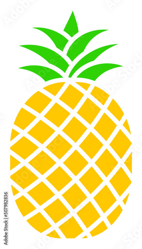 Pineapple color silhouette icon. Ananas vector illustration isolated on white background. Exotic fruit.