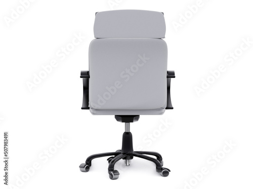 White leather office chair isolated on white background. Executive Stylish workplace. 3D illustration