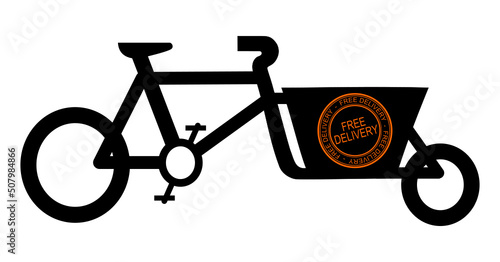 Cargo Bike silhouette on white background - illustration