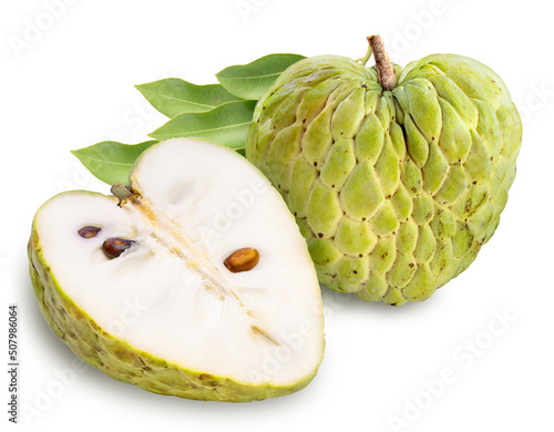 Custard apple or sugar apple isolated on white background, Sweetsop on white background With clipping path. photo