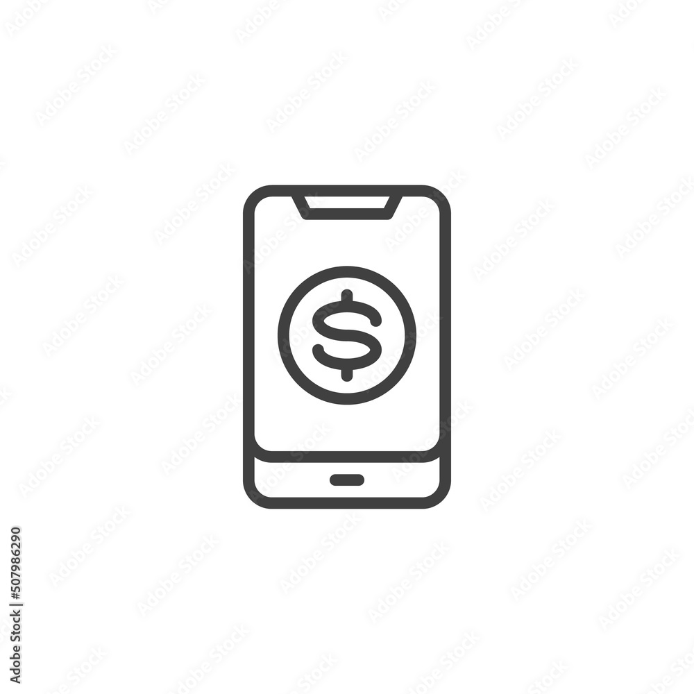 Mobile money line icon Mobile money line icon