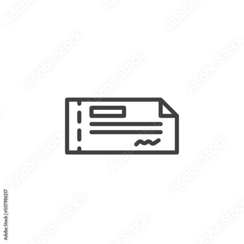 Bank Cheque line icon