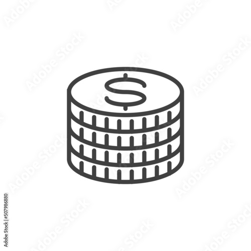 Dollar coins stack line icon