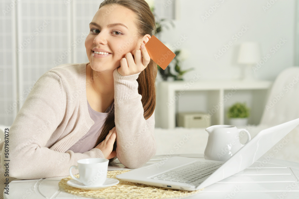 Portrait of young beautiful woman using laptop Portrait of young beautiful woman using laptop
