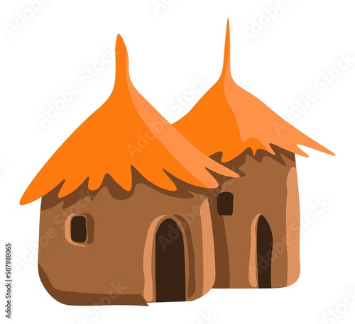 African house or hut with straw roof covering