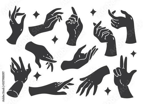 Set of Hand Gesture Doodle Design Element