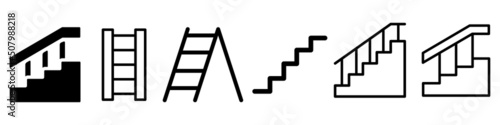 Stairs vector icon set. staircase illustration sign collection. 