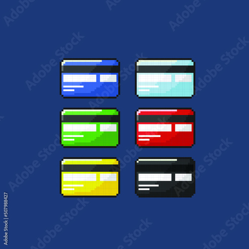 credit set with different color in pixel art style