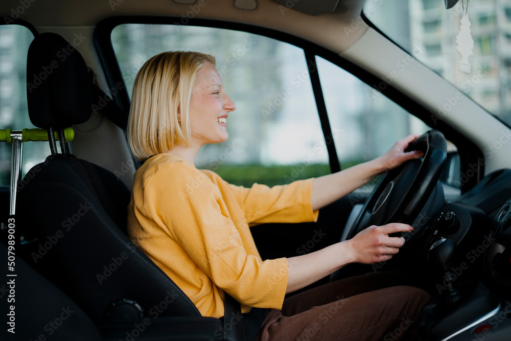 Beautiful woman driving a car