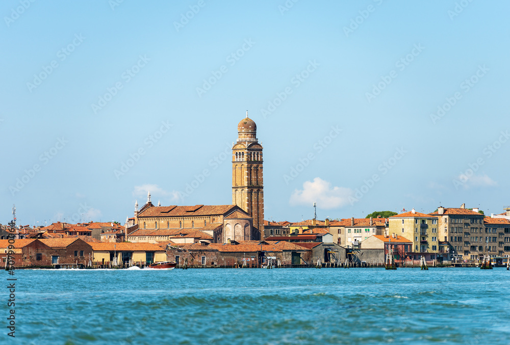 Venice cityscape and lagoon. Church of Madonna dell'Orto in Gothic style, XIV century, dedicated to St. Christopher and the virgin Mary. UNESCO world heritage site, Veneto, Italy, Europe.