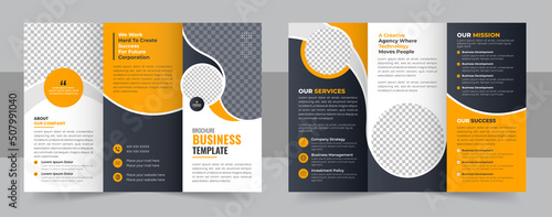 Corporate business trifold brochure template, Creative and Professional tri fold brochure vector design, modern trifold business brochure template. photo