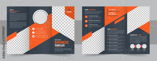 Corporate business trifold brochure template, Creative and Professional tri fold brochure vector design.
