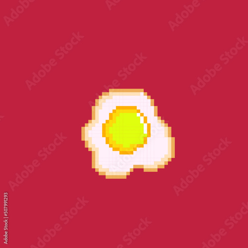 fried egg in pixel art style