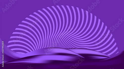 Bright purple textured background. Abstract liquid wave. 
Circle swirling Rays. Art trippy luxury digital screen. Banner. Virtual Augmented reality. NFT card. Metaverse. Innovation design. 6G. Podium.