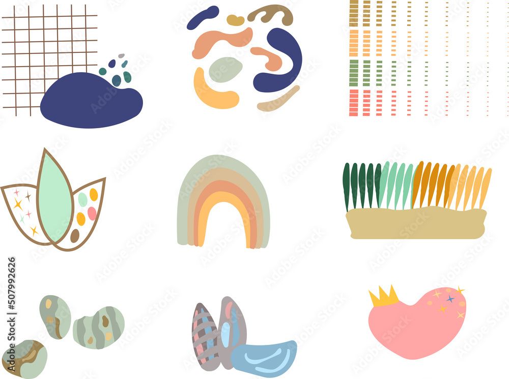Various different shapes set vector illustration isolated on white background.