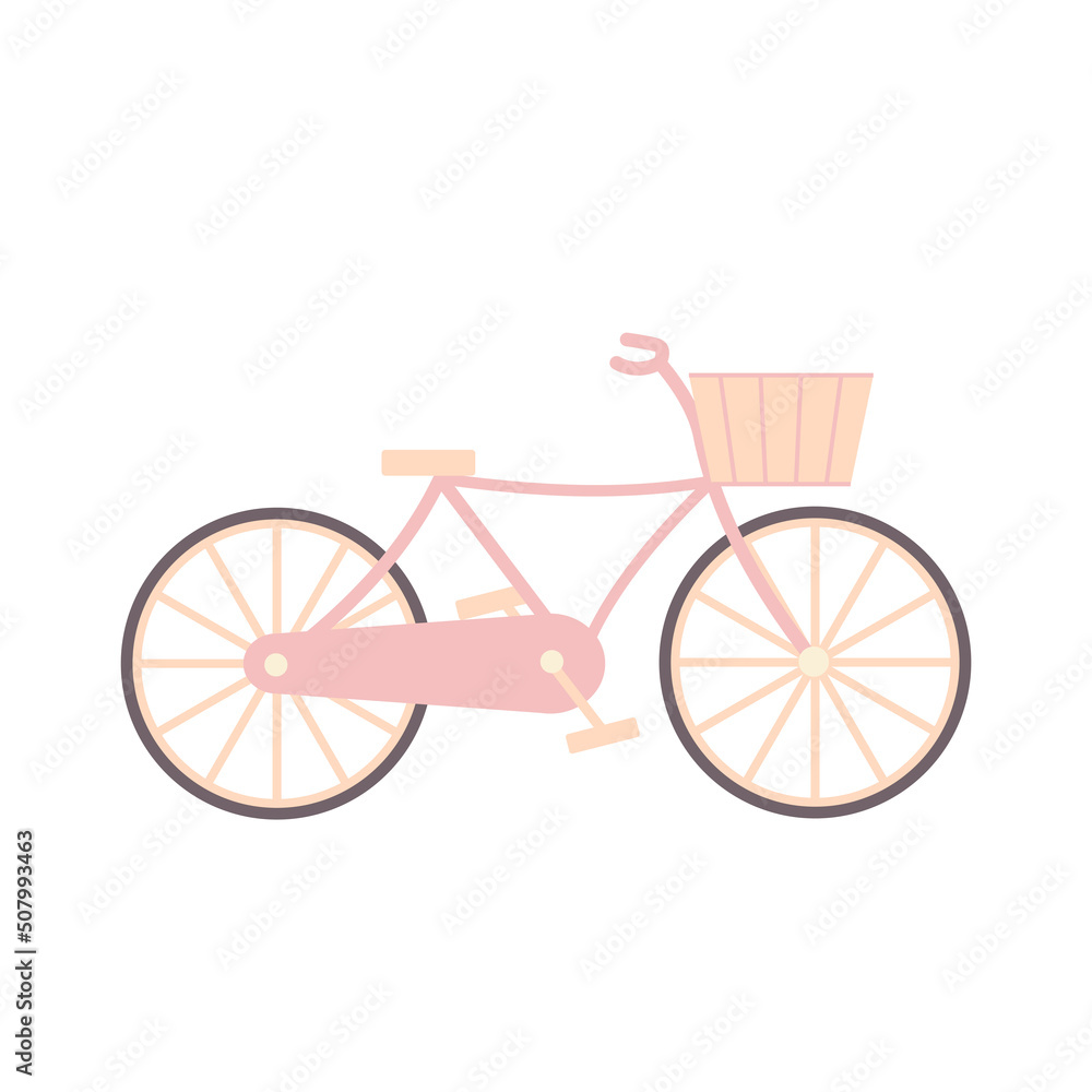 Pink pastel bicycle with basket