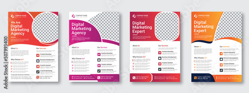 Corporate trendy abstract creative business flyer template design set with geometric shape, corporate poster, IT company flyer and vector template design