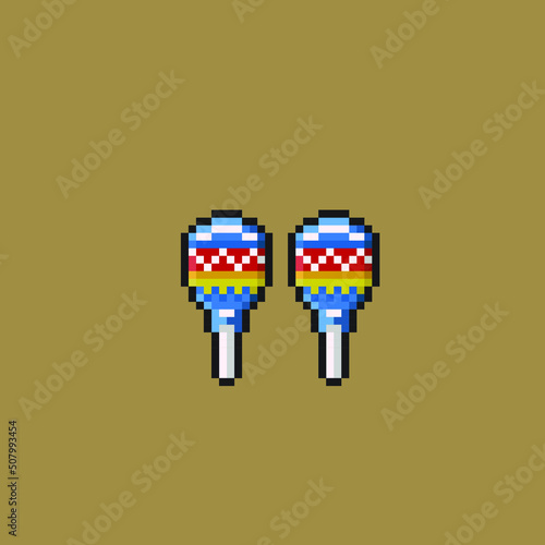 a maraca in pixel art style