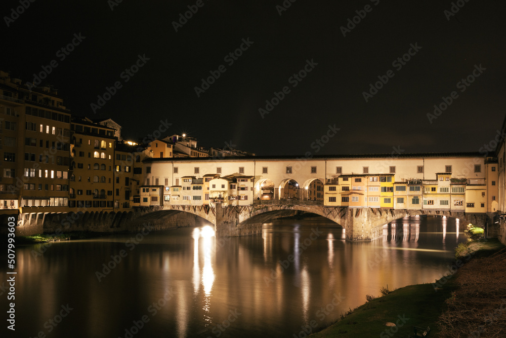ponte Vecchio on river Arno at night, Florence, Italy
