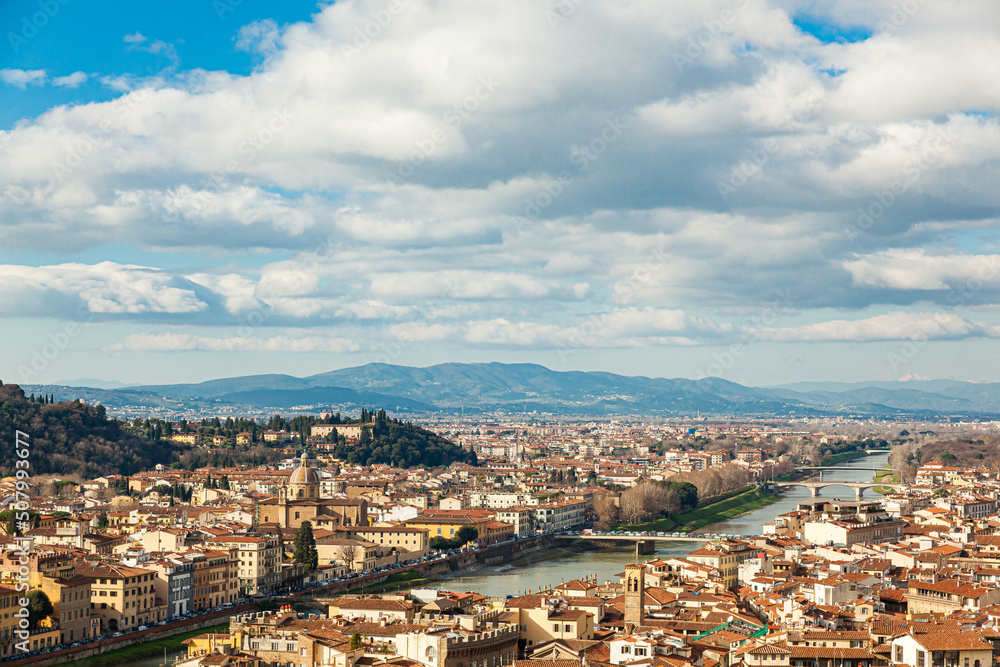 Firenze Arno river view from top of  Palazzo Vecchio
tower
