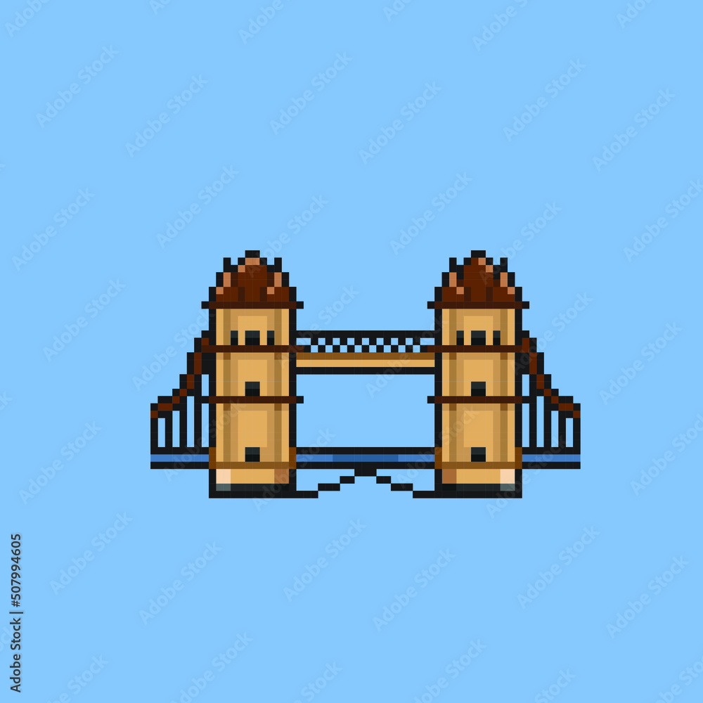 london bridge icon in pixel art style