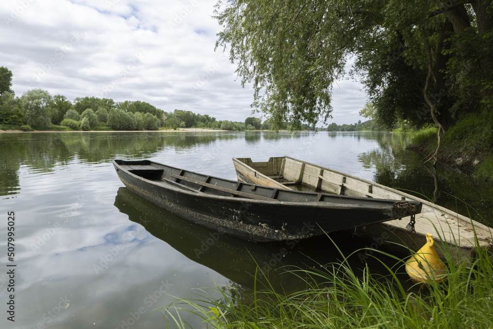 Obraz premium Barques sur le bord de la Loire