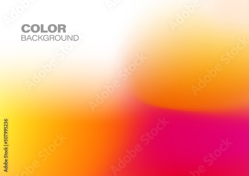 Colorful gradient blur abstract background vector. Light yellow, bright orange, fresh pink, white, aura shape pattern art. Soft smooth vibrant color texture, defocus graphic backdrop illustration. © tabletoy1001