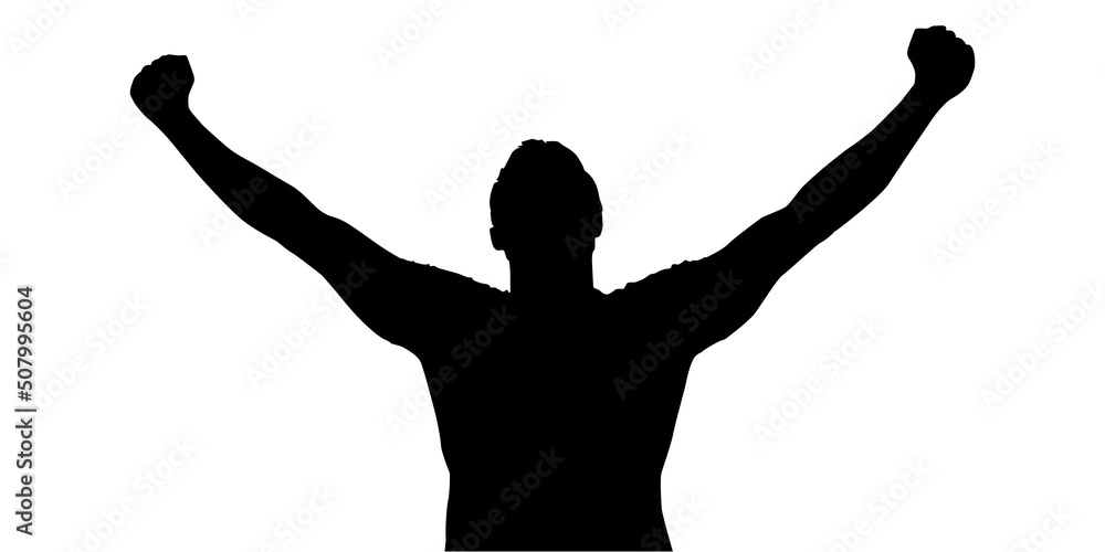 Man surrendering with both hands raised in air, man raising both hands silhouette Man surrendering with both hands raised in air, man raising both hands silhouette