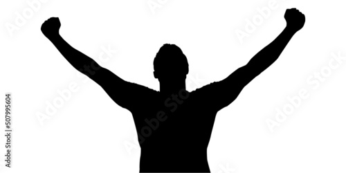 Man surrendering with both hands raised in air, man raising both hands silhouette