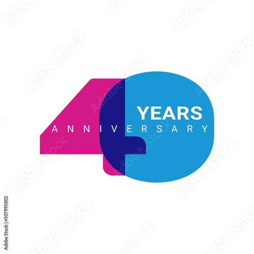 40 Year Anniversary Logo, Color, Vector Template Design element for birthday, invitation, wedding, jubilee and greeting card illustration.
