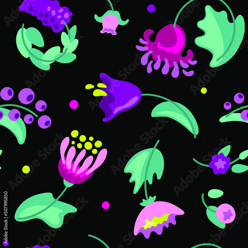 Contrast pattern with pink purple flowers