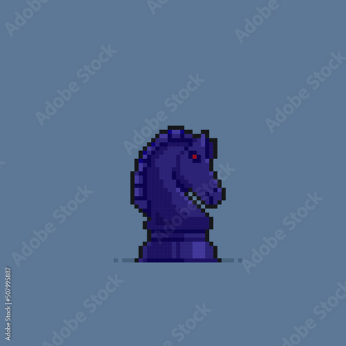 black horse chess pieces in pixel art style