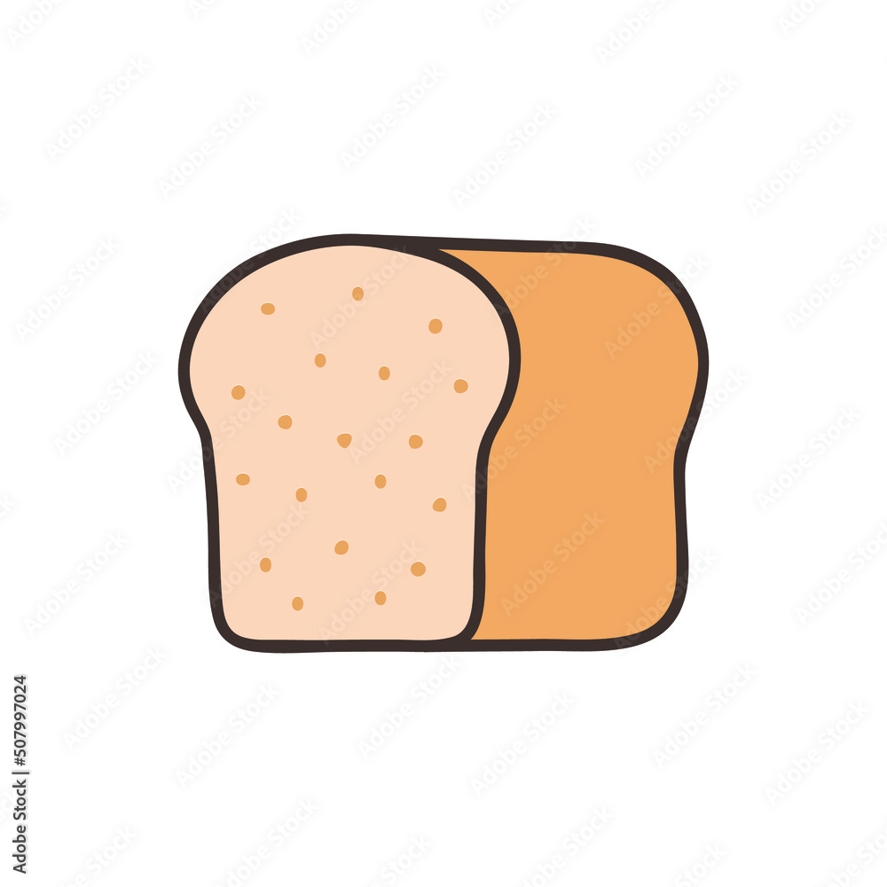Slice of bread icon, filled line icon vector isolated on white background Slice of bread icon, filled line icon vector isolated on white background