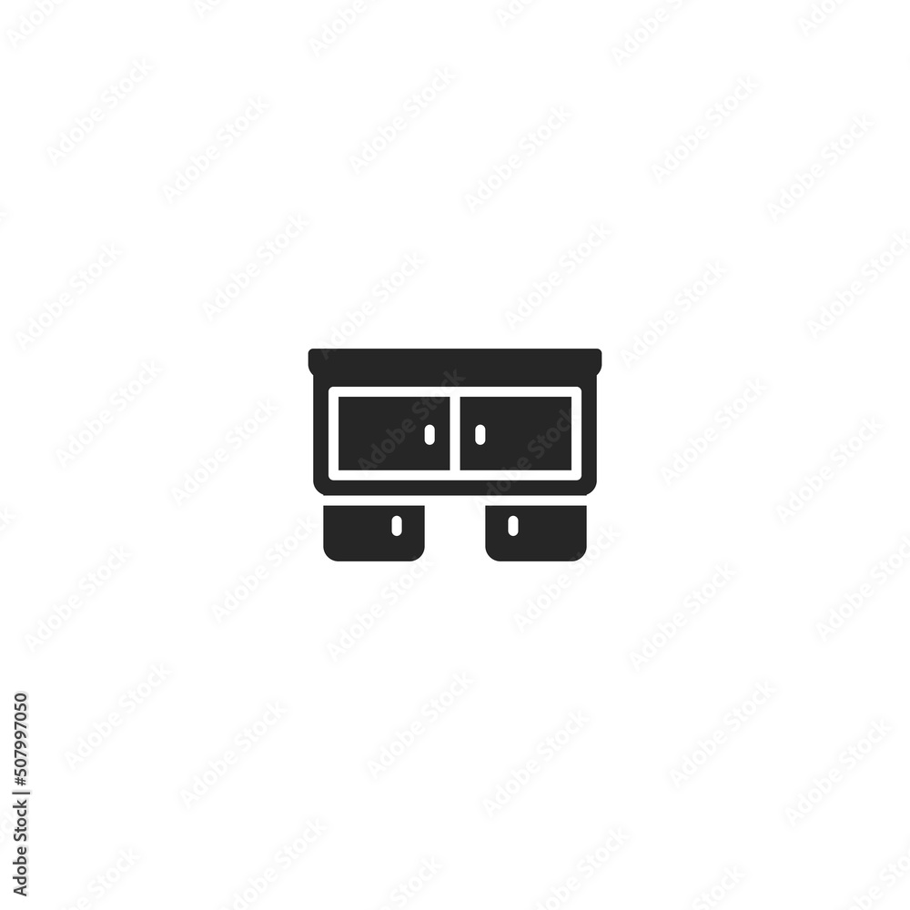 Obraz premium Desk Table Furniture line icon. linear style sign for mobile concept and web design. Desk Table Furniture outline vector icon. Symbol, logo illustration. Vector graphic