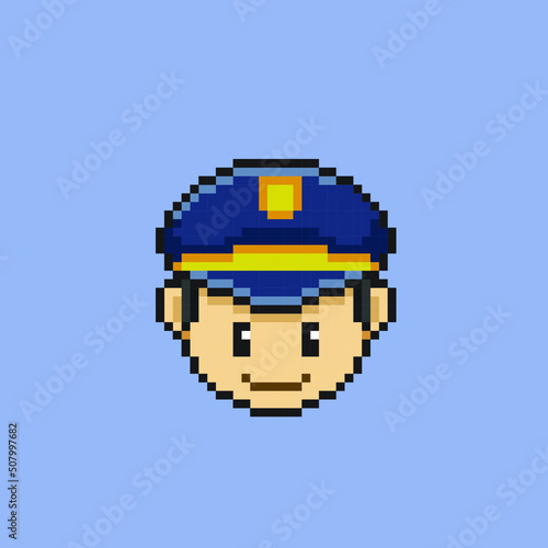 police head in pixel art style