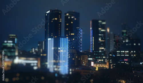 Skyscrapers in the city of Tallinn at night. photo