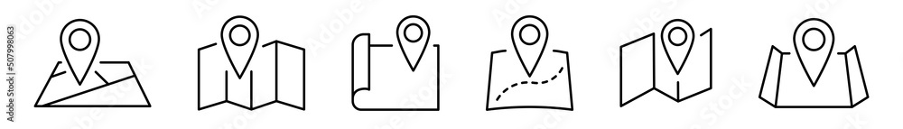 Map vector icon set. Location vector icon collection. Route pointer symbol Map vector icon set. Location vector icon collection. Route pointer symbol