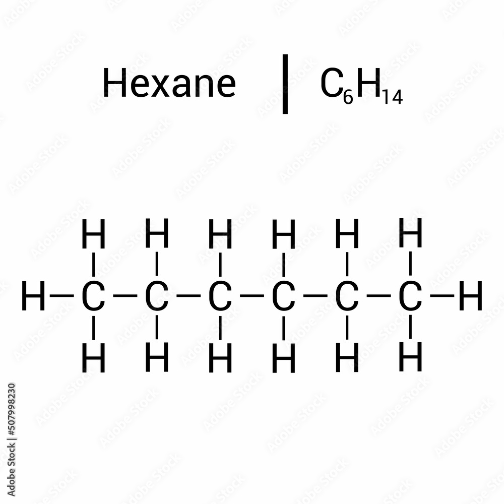 chemical structure of Hexane (C6H14) Stock Vector | Adobe Stock