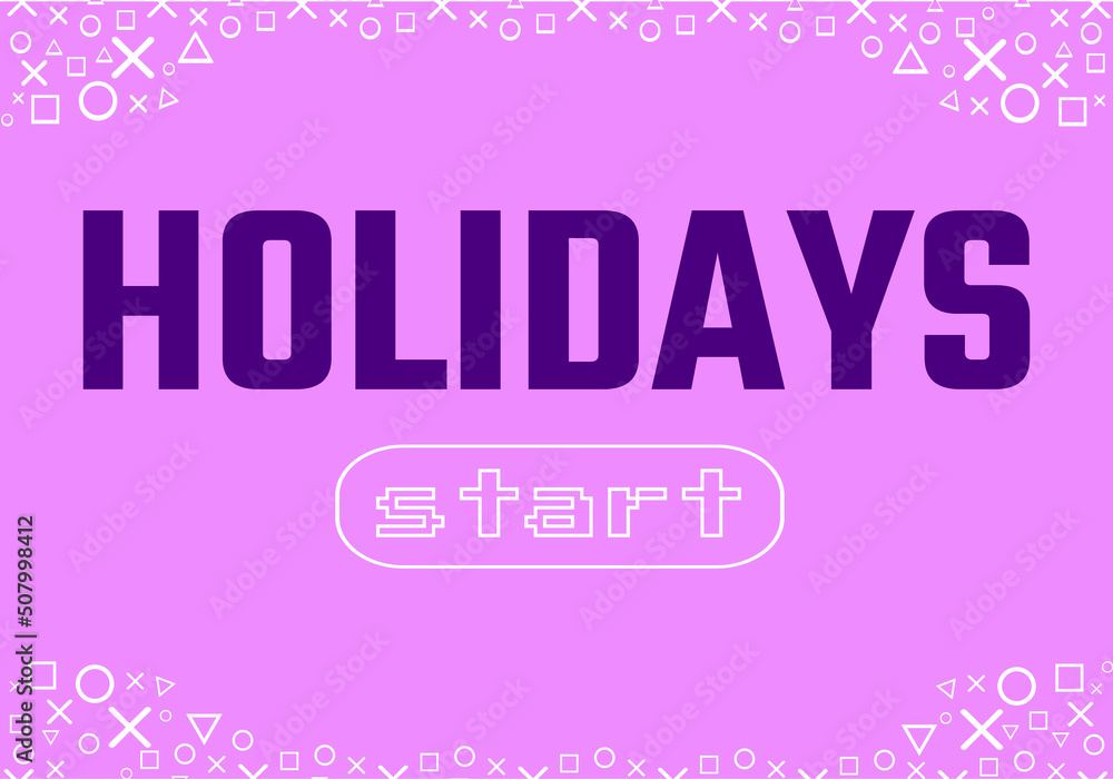 Start holidays banner, gaming design, pink background, purple typography