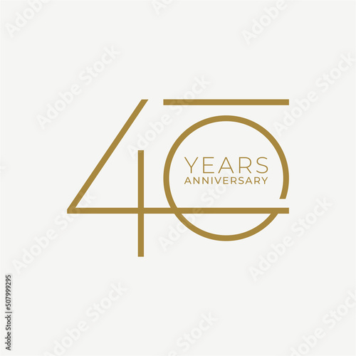40 Year Anniversary Logo, Golden Color, Vector Template Design element for birthday, invitation, wedding, jubilee and greeting card illustration. photo