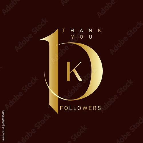 Thank you for 10k followers, 10,000 followers gold, followers to celebrate on social media, 10K, subscribers Vector illustration. Minimalist