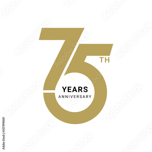 75 Year Anniversary Logo, Color, Vector Template Design element for birthday, invitation, wedding, jubilee and greeting card illustration.