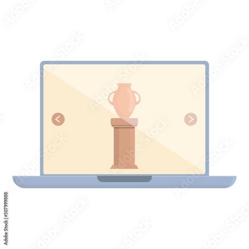 Online museum vase icon cartoon vector. 3d video. Virtual tour