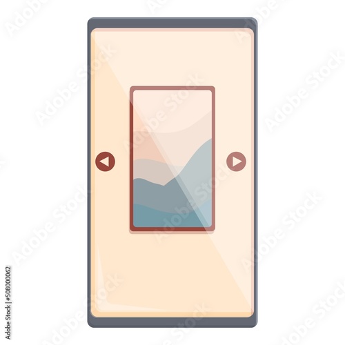 Smartphone online gallery icon cartoon vector. Virtual tour. Real walk