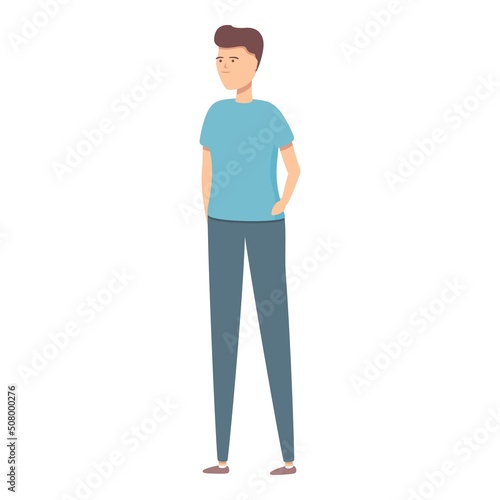 Cute boy walk icon cartoon vector. Online video. Real gallery