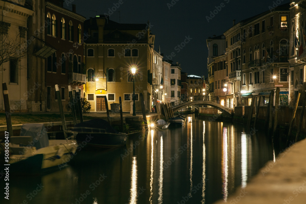 Venice channel at night