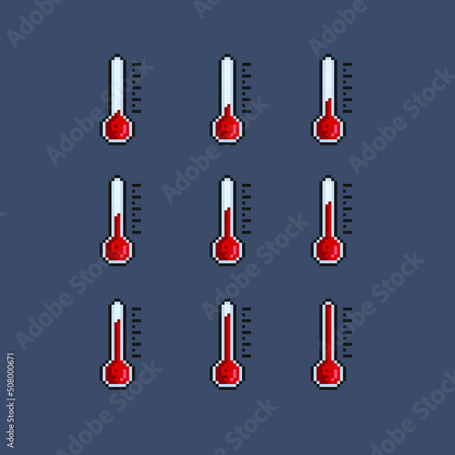 heat indicator set for animated in pixel art style