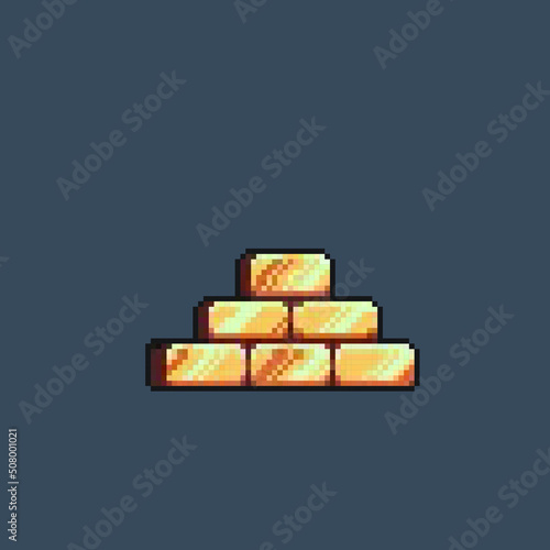 gold pile in pixel art style photo