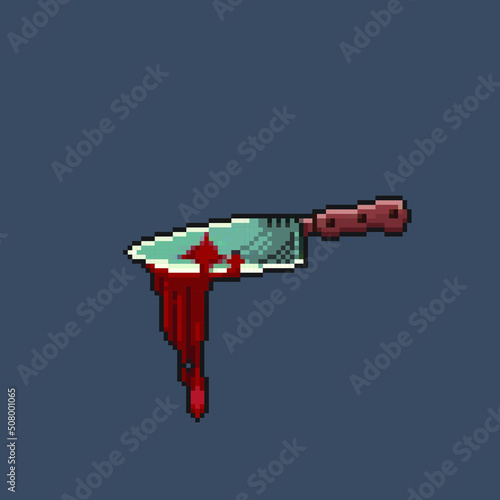 bloody knife in pixel art style